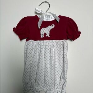 Red and White Elephant Baby Romper Bubble